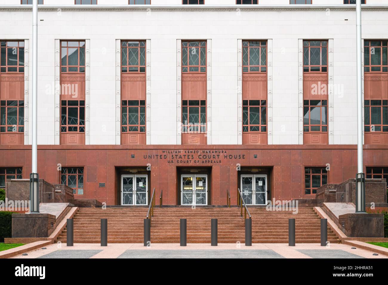 Seattle - January 23, 2022; Entrance to the William Kenzo Nakamura United States Courthouse in Seattle which houses the 9th Circuit Court of Appeals Stock Photo