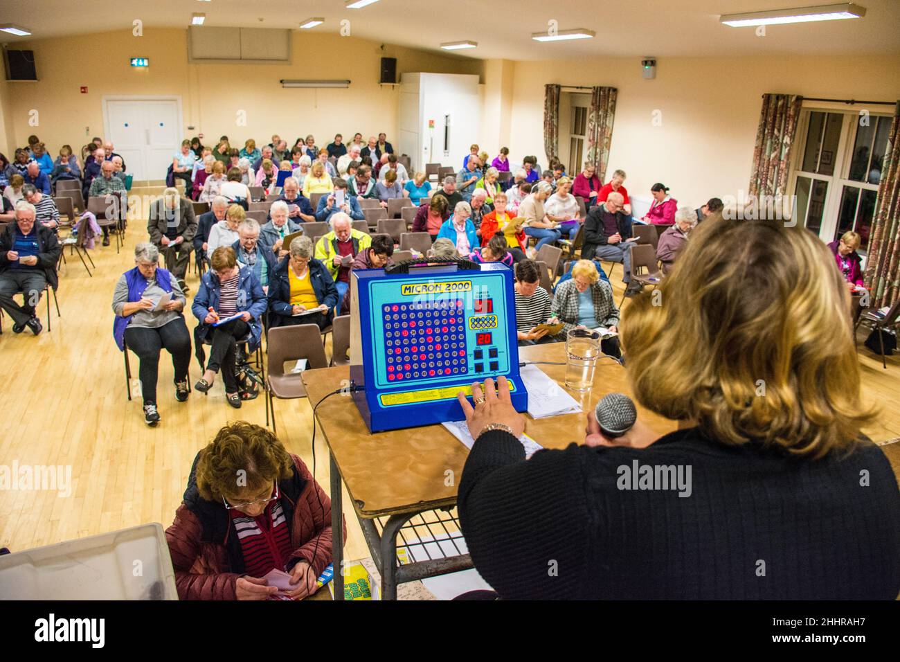 People playing Bingo in the village hall, Glenties, County Donegal, Ireland. Stock Photo