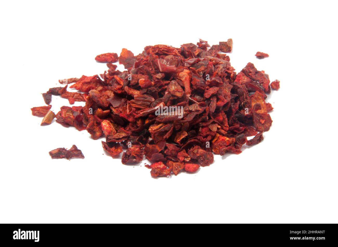 Dried bell pepper or paprica red spice isolated on the white Stock