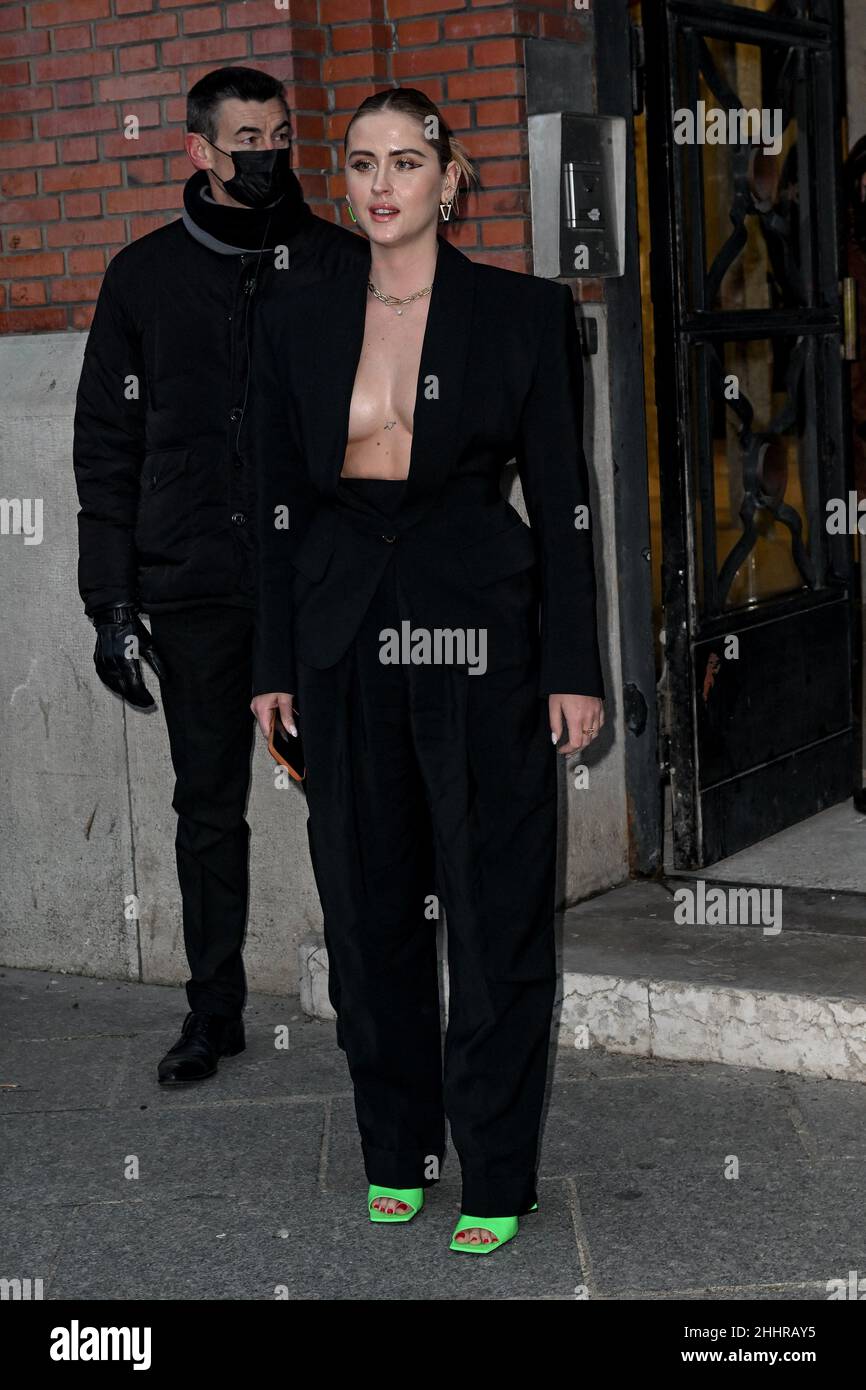 Valentina Ferragni arriving at the Alexandre Vauthier show during Paris
