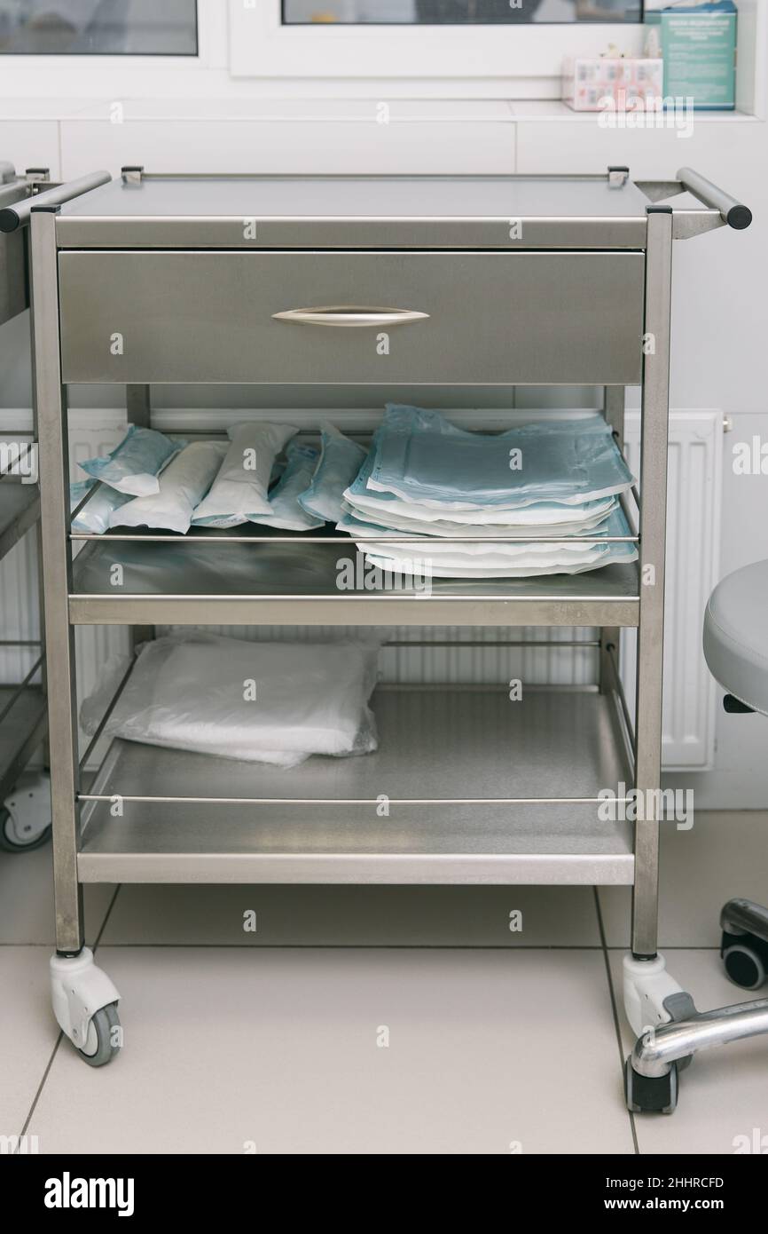 Medicine cabinet. Hospital diagnostic room. Modern medical equipment, preventional medicine and healthcare concept. Modern hospital laboratory Stock Photo