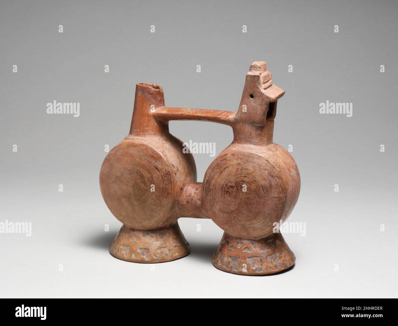 Whistling Jar 200 B.C.–1000 A.D. Peruvian. Whistling Jar. Peruvian. 200 B.C.–1000 A.D.. Clay. Pre-Columbian. North Coast, Peru. Aerophone-Blow Hole-vessel flute Stock Photo