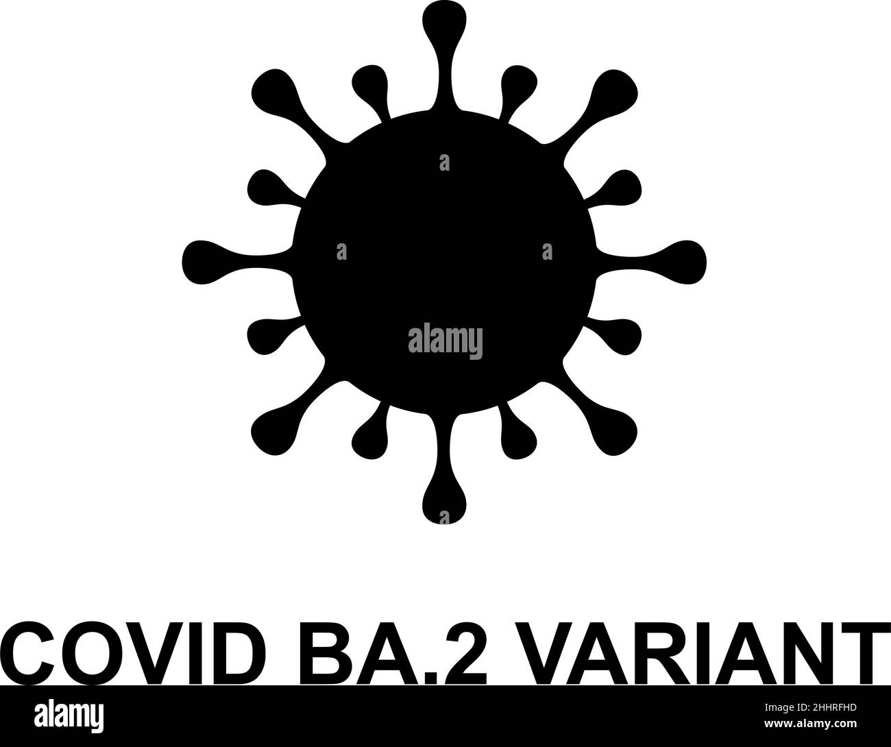 BA.2. New variant of the SARS-CoV-2 coronavirus. Subvariant of Omicron. Design horizontal. Virus design and black text. Stock Photo