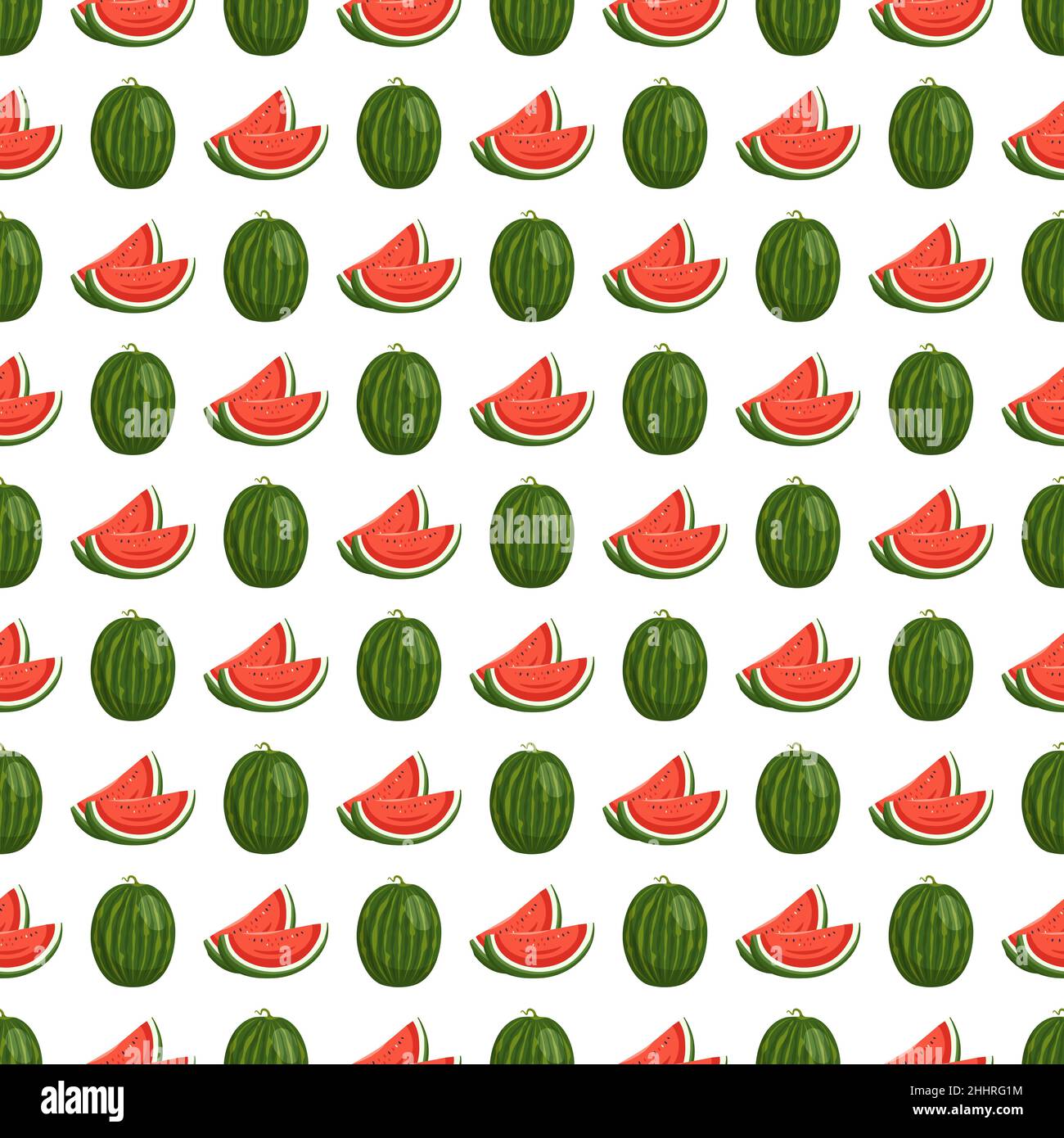 Seamless Cute Pattern With Striped Watermelons Summer Print Sweetness Juicy Food On White 6440