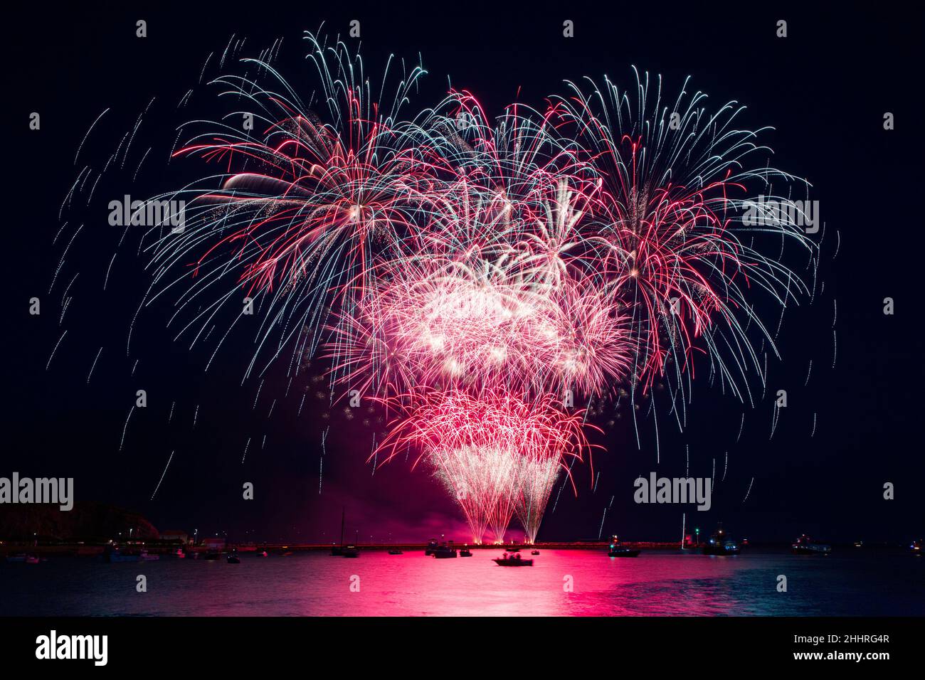 Closeup of british firework championships held at Plymouth, Devon Stock ...