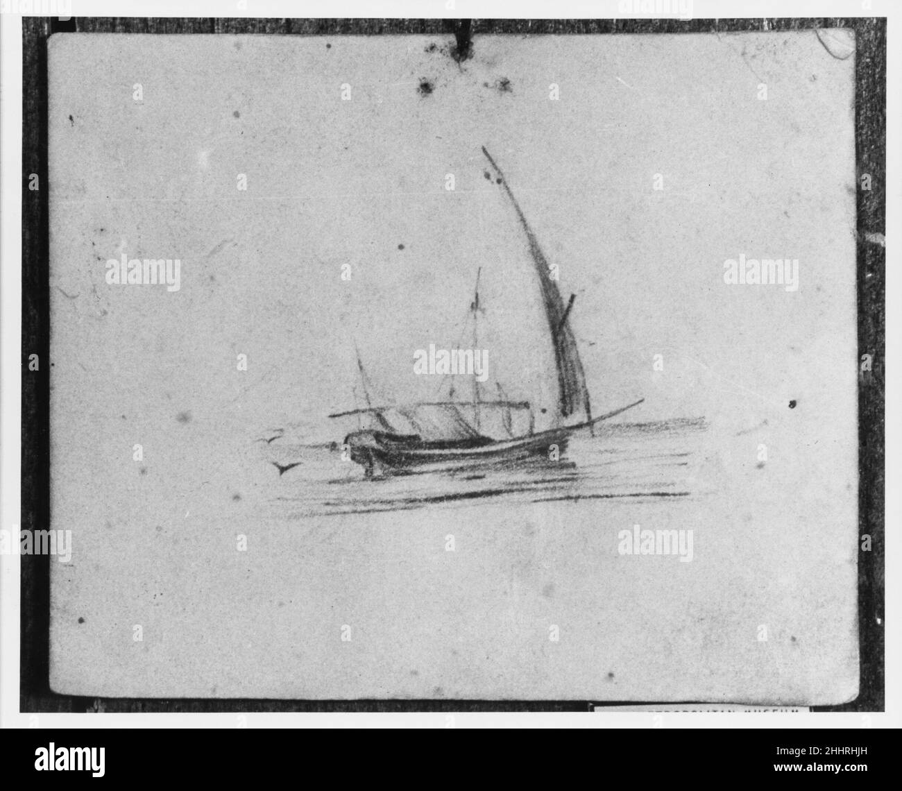 Sailboat (from McGuire Scrapbook) 19th century American. Sailboat (from McGuire Scrapbook). American. 19th century. Graphite on off-white wove paper Stock Photo