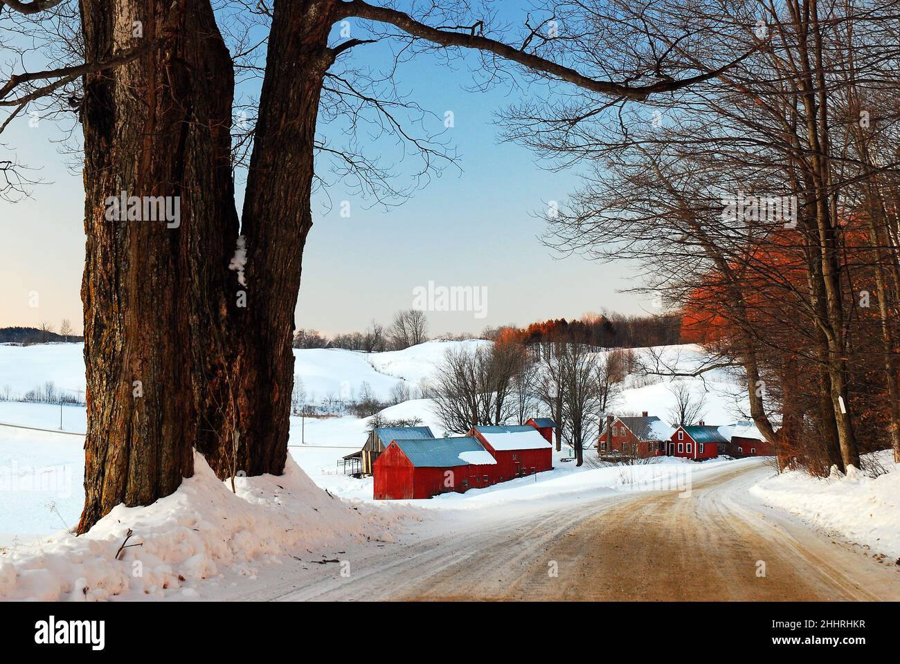 Winter England Rural England winter farm road hi-res stock photography and images - Alamy