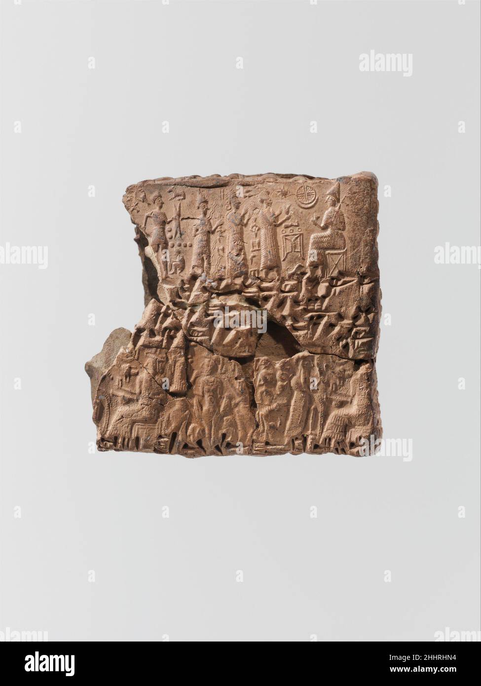 Cuneiform tablet case impressed with four cylinder seals in Anatolian and Old Assyrian style, for cuneiform tablet 66.245.16a: quittance for a loan in silver ca. 20th–19th century B.C. Old Assyrian Trading Colony Kültepe, the ancient city of Kanesh, was part of the network of trading settlements established in central Anatolia by merchants from Ashur (in Assyria in northern Mesopotamia) in the early second millennium B.C. Travelling long distances, and often living separately from their families, these merchants traded vast quantities of goods, primarily tin and textiles, for Anatolian copper Stock Photo