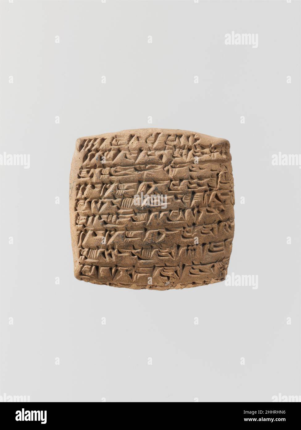 Cuneiform tablet: quittance for a loan in silver ca. 20th–19th century B.C. Old Assyrian Trading Colony Kültepe, the ancient city of Kanesh, was part of the network of trading settlements established in central Anatolia by merchants from Ashur (in Assyria in northern Mesopotamia) in the early second millennium B.C. Travelling long distances, and often living separately from their families, these merchants traded vast quantities of goods, primarily tin and textiles, for Anatolian copper and other materials. Although the merchants adopted many aspects of local Anatolian life, they brought with t Stock Photo