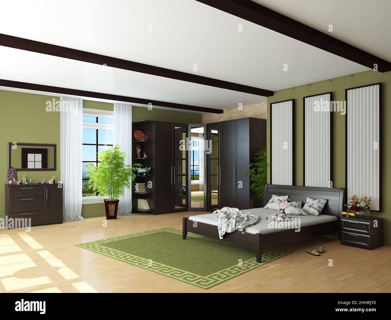 Green And Brown Bedroom Walls