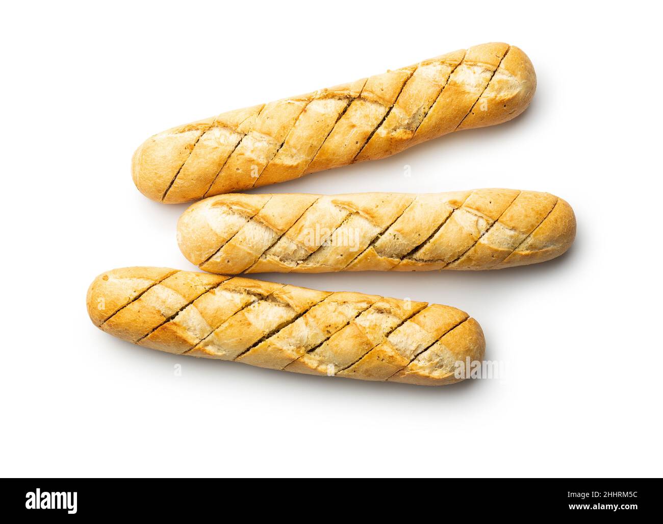 Roasted baguette with garlic butter. Crunchy sliced garlic bread