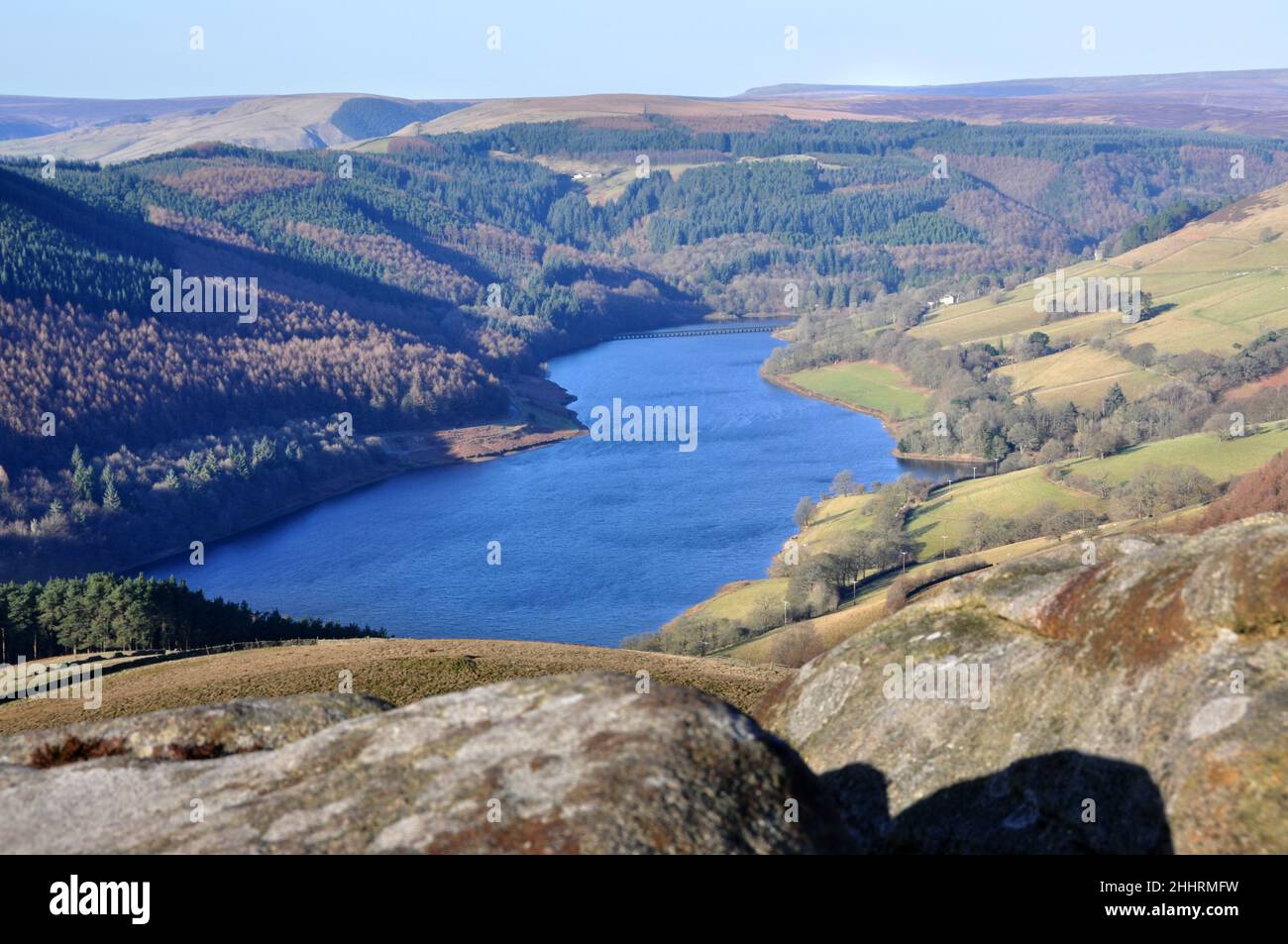 Ladybower reservoir, Derbyshire, from Derwent Edge Stock Photo