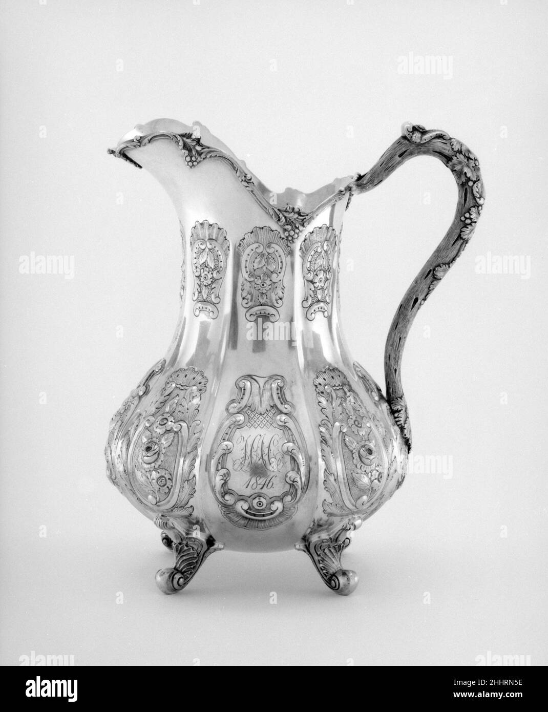 Water Pitcher ca. 1846 William F. Ladd. Water Pitcher. American. ca. 1846. Silver. Made in New York, New York, United States Stock Photo