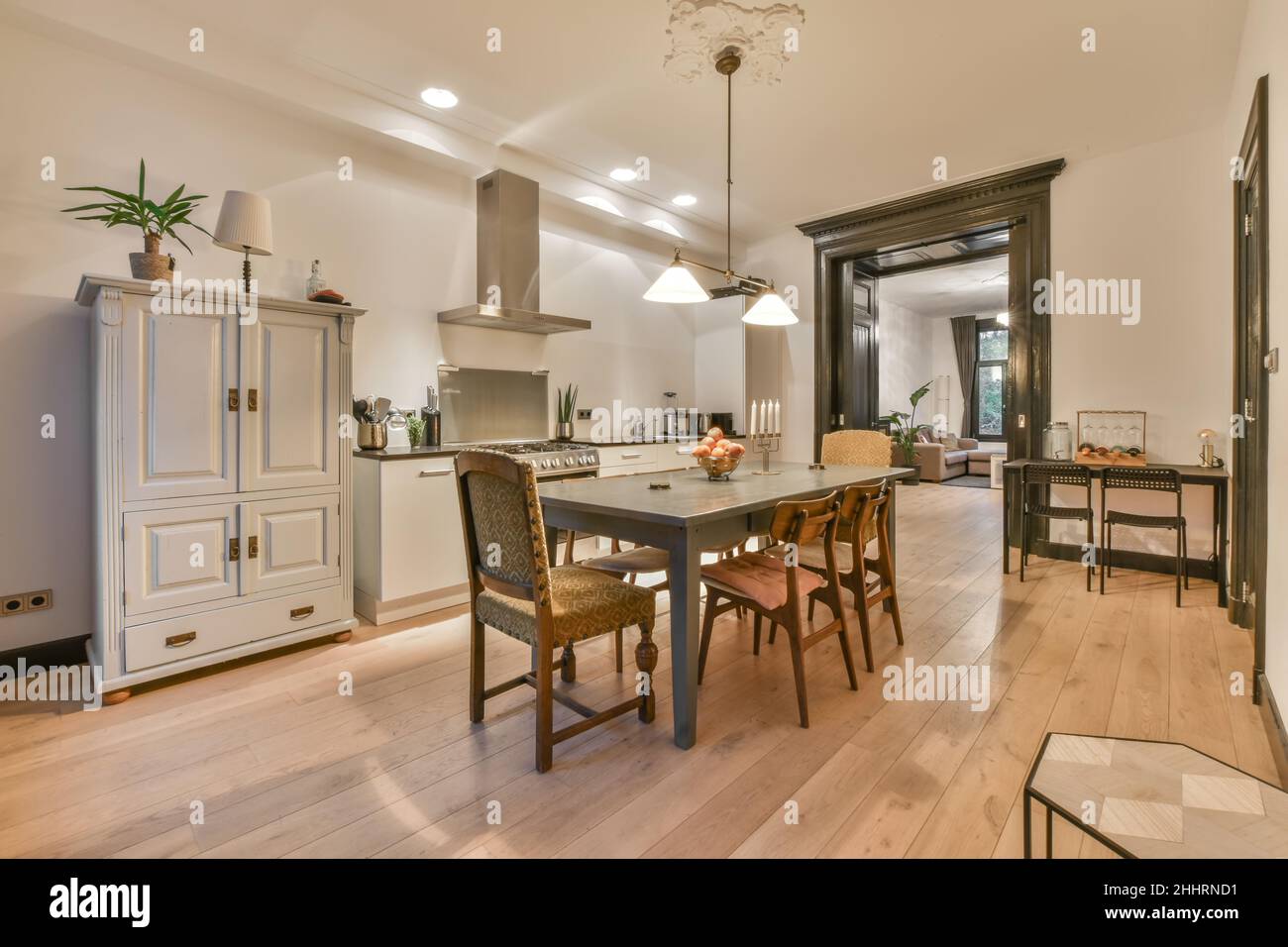 Interior design of clean and bright dining room Stock Photo - Alamy
