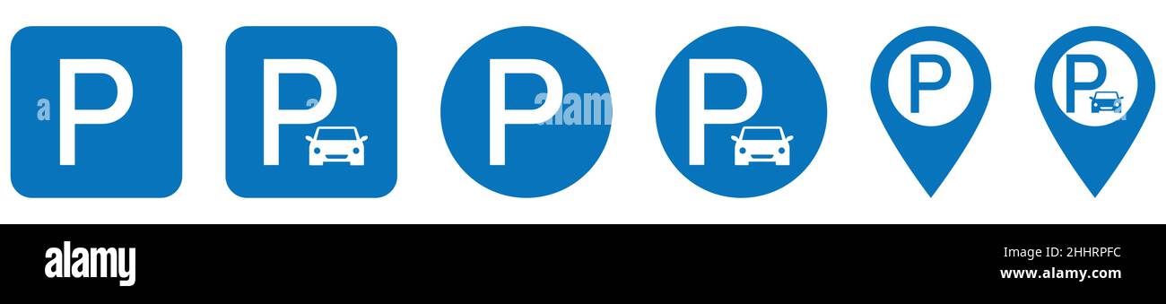 Parking signs set. Vector illustration isolated on white background Stock Vector