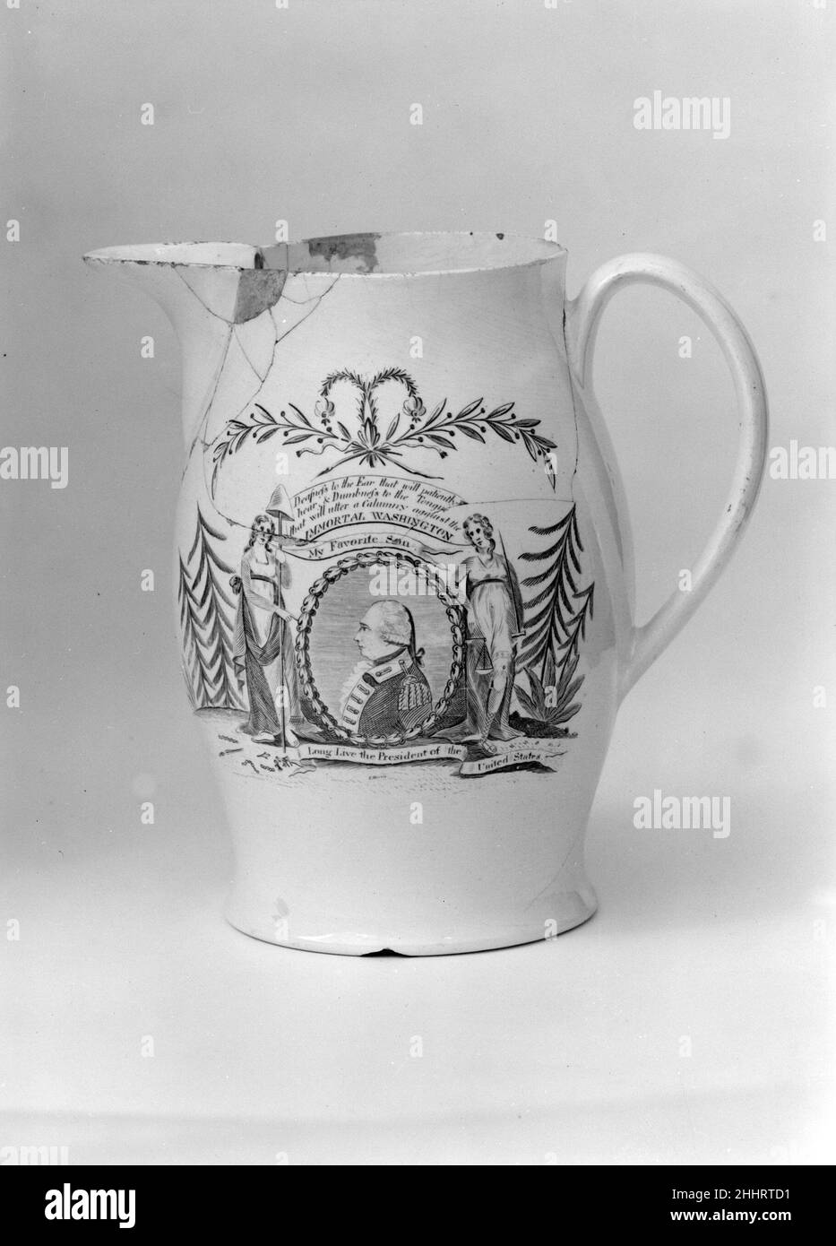 Jug 1770–1800 British. Jug. British. 1770–1800. Earthenware, transfer-printed. Made in Merseyside, Liverpool, England Stock Photo