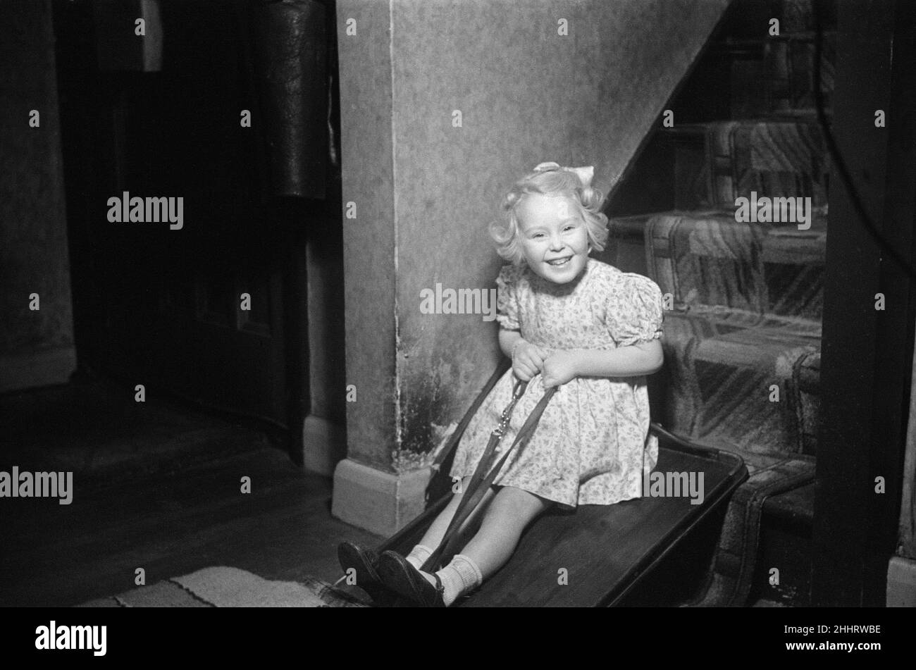 A portrait of a young girl, Ella Edwards. 1940. Stock Photo