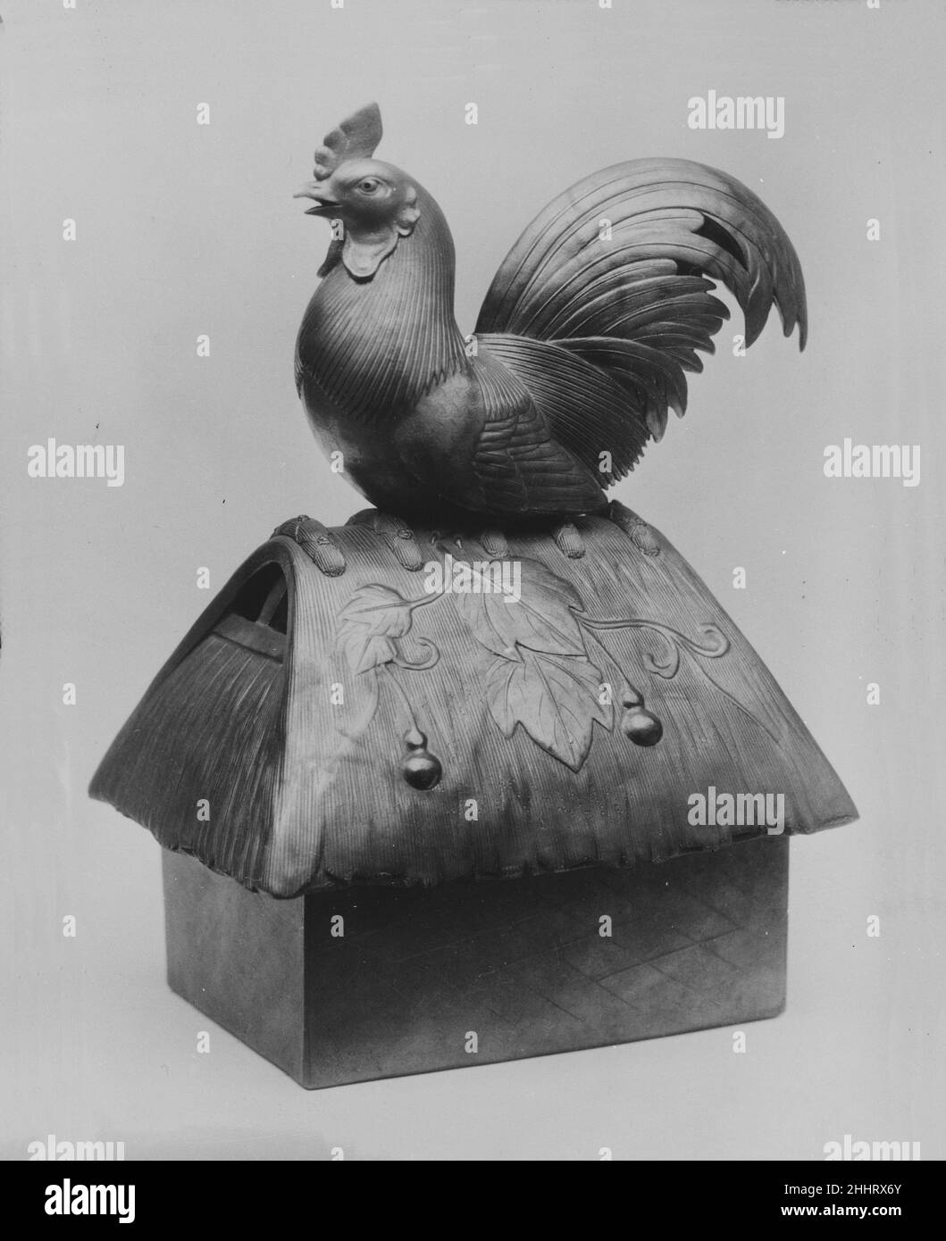 Censer in Form of a Rooster Perched on a Rooftop 1700 Japan. Censer in Form of a Rooster Perched on a Rooftop. Japan. 1700. Stoneware covered with a thin glaze showing lustre (Bizen ware). Edo period (1615–1868). Ceramics Stock Photo