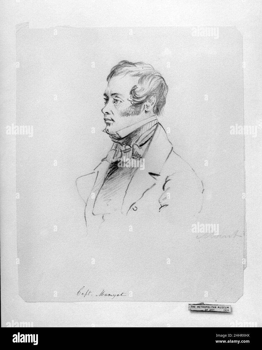 Captain Manyat (from McGuire Scrapbook) Shepard Alonzo Mount. Captain Manyat (from McGuire Scrapbook). Shepard Alonzo Mount (1804–1868). American. Graphite on off-white wove paper Stock Photo