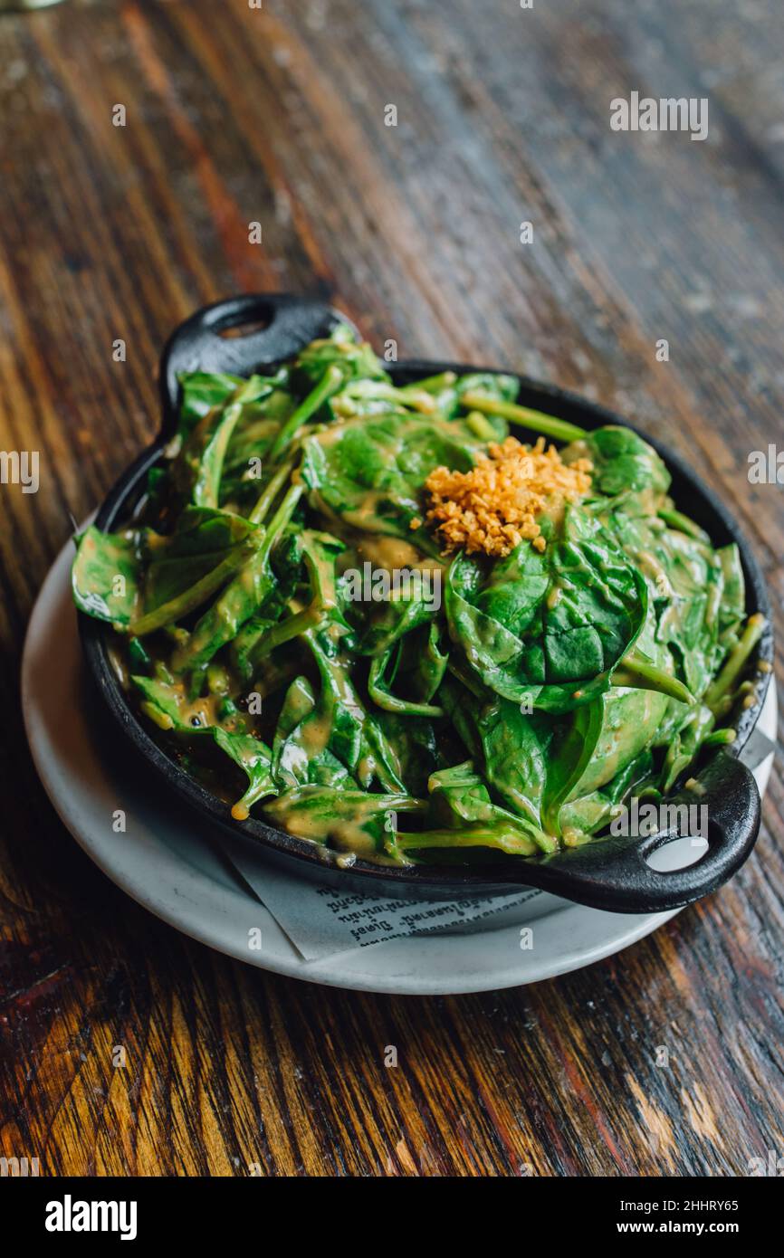 thai spinach with peanut sauce Stock Photo Alamy