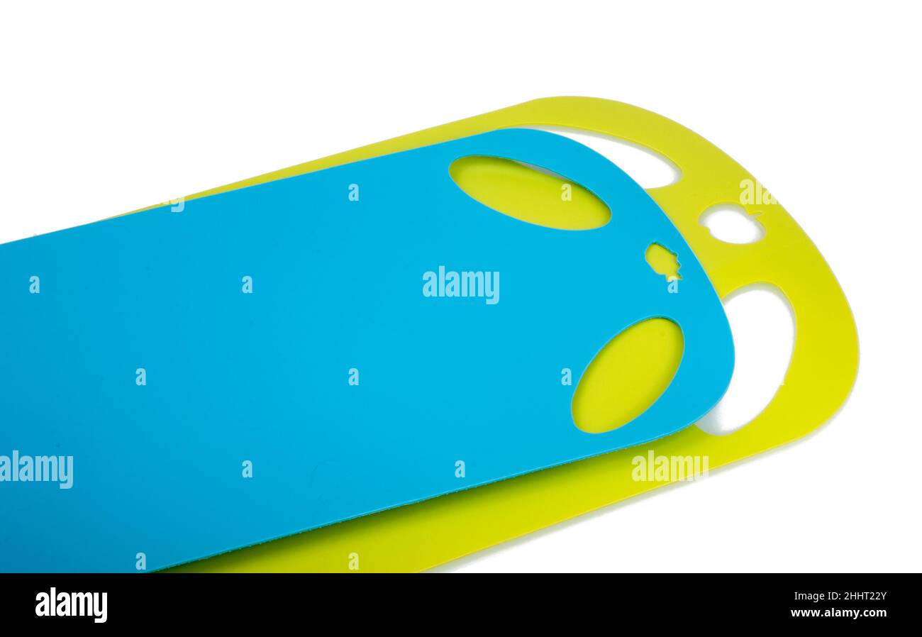 plastic kitchen cutting board isolated on the white Stock Photo