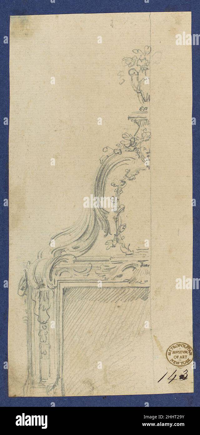 Chimneypiece, in Chippendale Drawings, Vol. I ca. 1753–62 Thomas Chippendale British Design for a chimneypiece. Not published in Thomas Chippendale's 'Gentleman and Cabinet Maker's Director'.. Chimneypiece, in Chippendale Drawings, Vol. I. Thomas Chippendale (British, baptised Otley, West Yorkshire 1718–1779 London). ca. 1753–62. Graphite Stock Photo