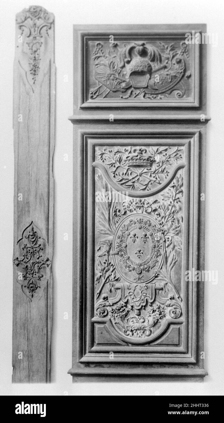 Panel (part of a set) last quarter 17th century French. Panel (part of a set). French. last quarter 17th century. Carved oak, originally painted and gilded. Woodwork Stock Photo