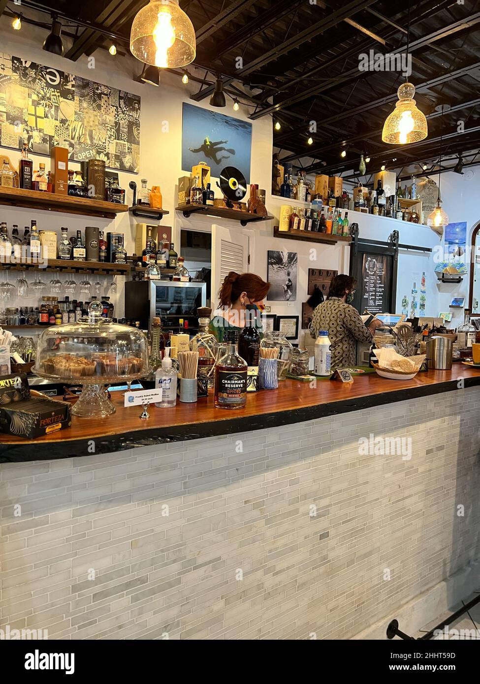 Rum tasting flight at the Rum Room cocktail bar in St. John USVI Stock