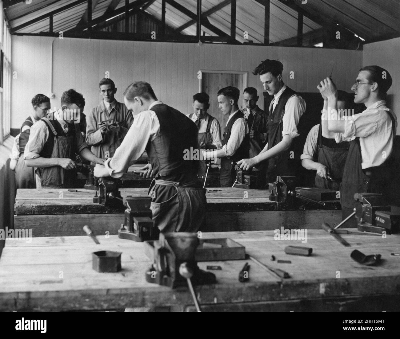Preparatory Training Centre, Rathbone Road, Liverpool, 2nd July 1940. The school is now being expanded for use as a training centre for the instruction in the engineering trades, when completed it will accommodate 1,000 pupils. Stock Photo