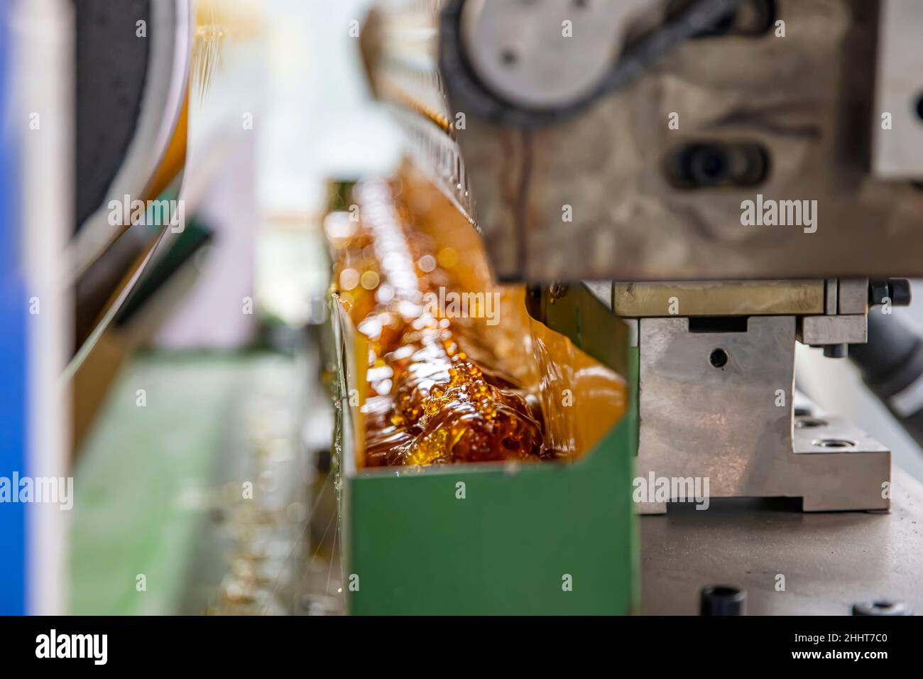 Tape manufacturing factory. Storage of excess resin and adhesive in the