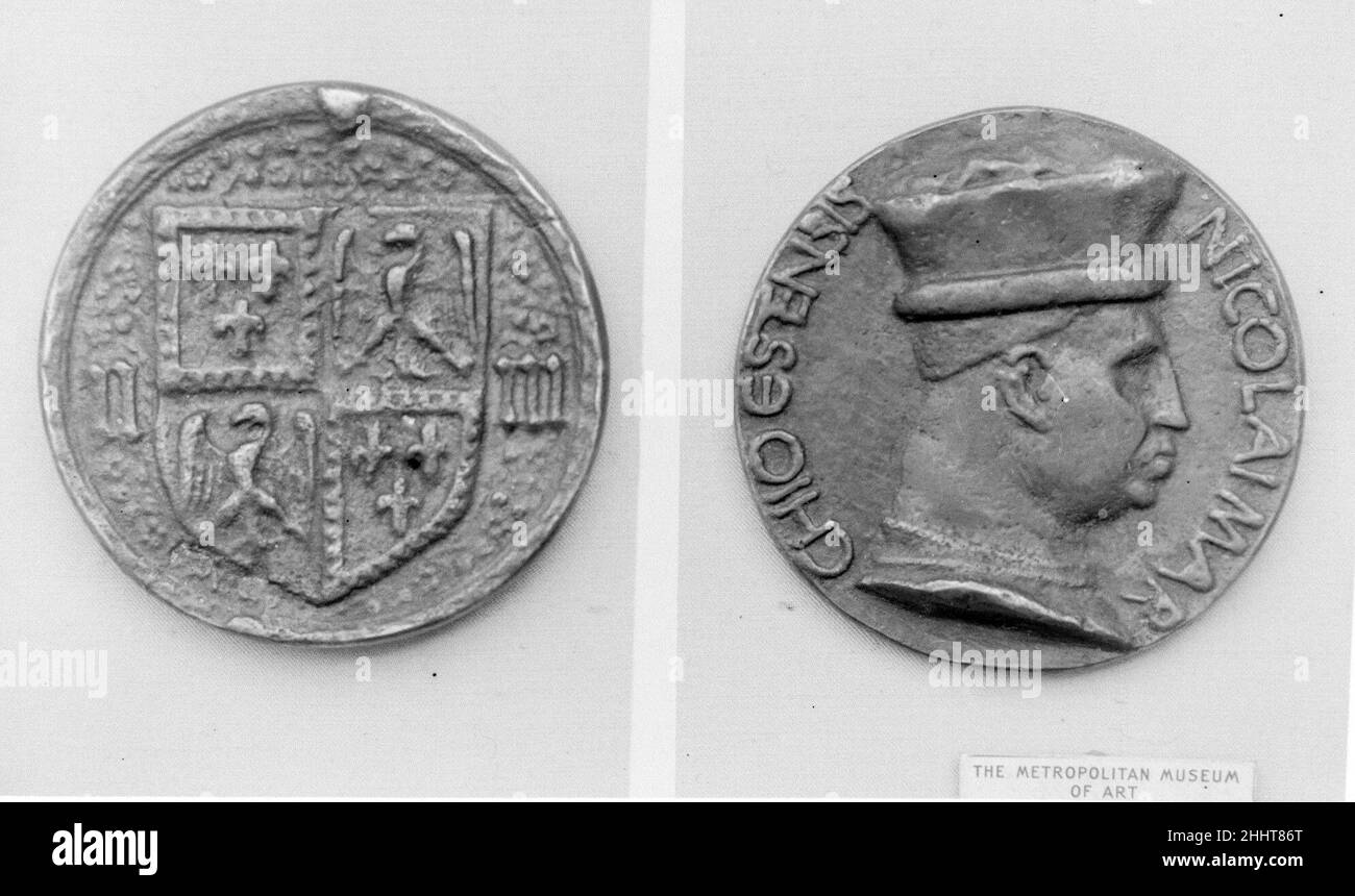 Niccolò d'Este, Marquess of Ferrara (1384?–1441) ca. 1437–41 Possibly by Amadeo da Milano. Niccolò d'Este, Marquess of Ferrara (1384?–1441). Italian, Ferrara. ca. 1437–41. Bronze. Medals and Plaquettes Stock Photo