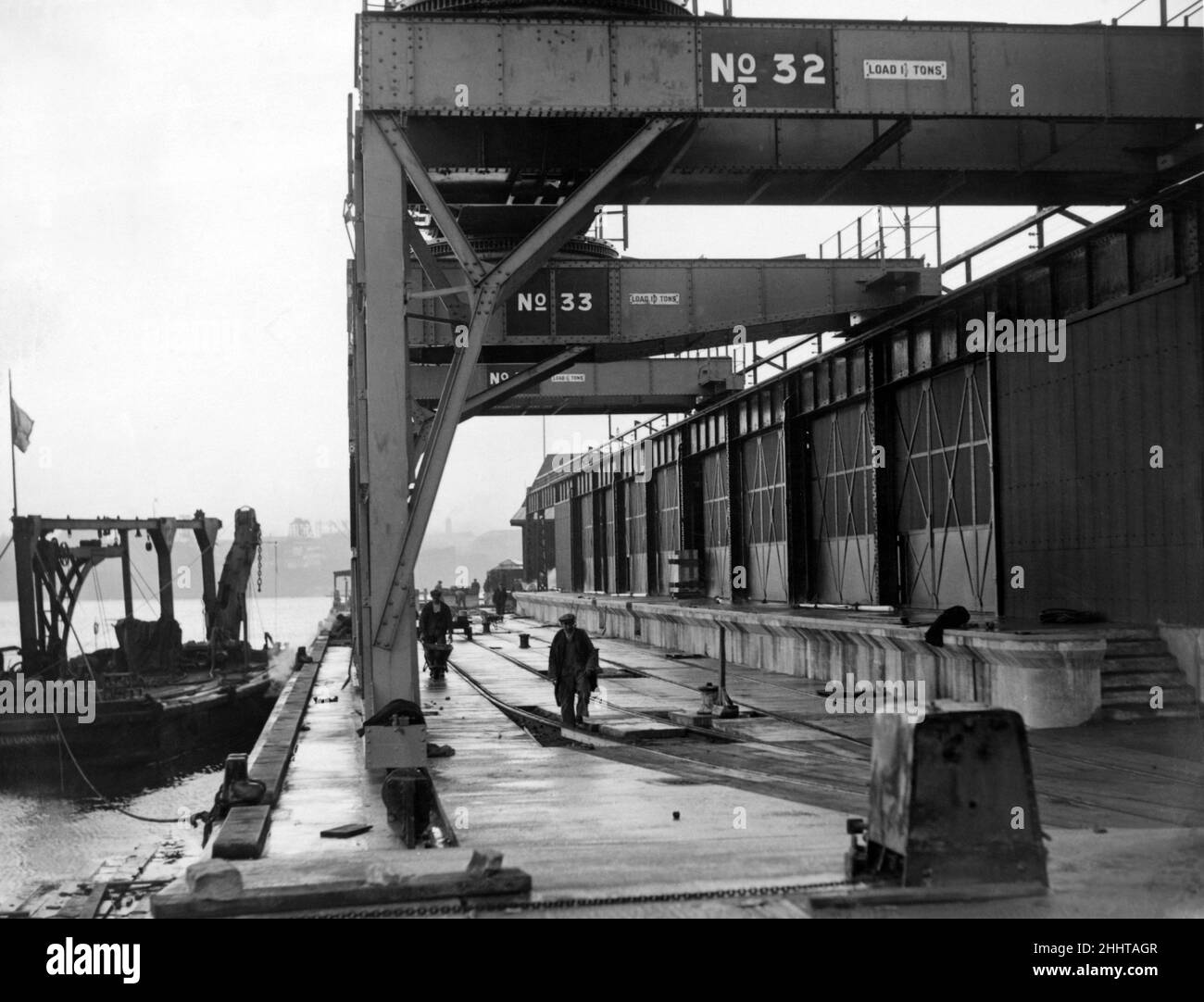 The new deep water quay at the Albert Edward Dock at North Shields, which is to be opened shortly. 19th June 1937. Stock Photo