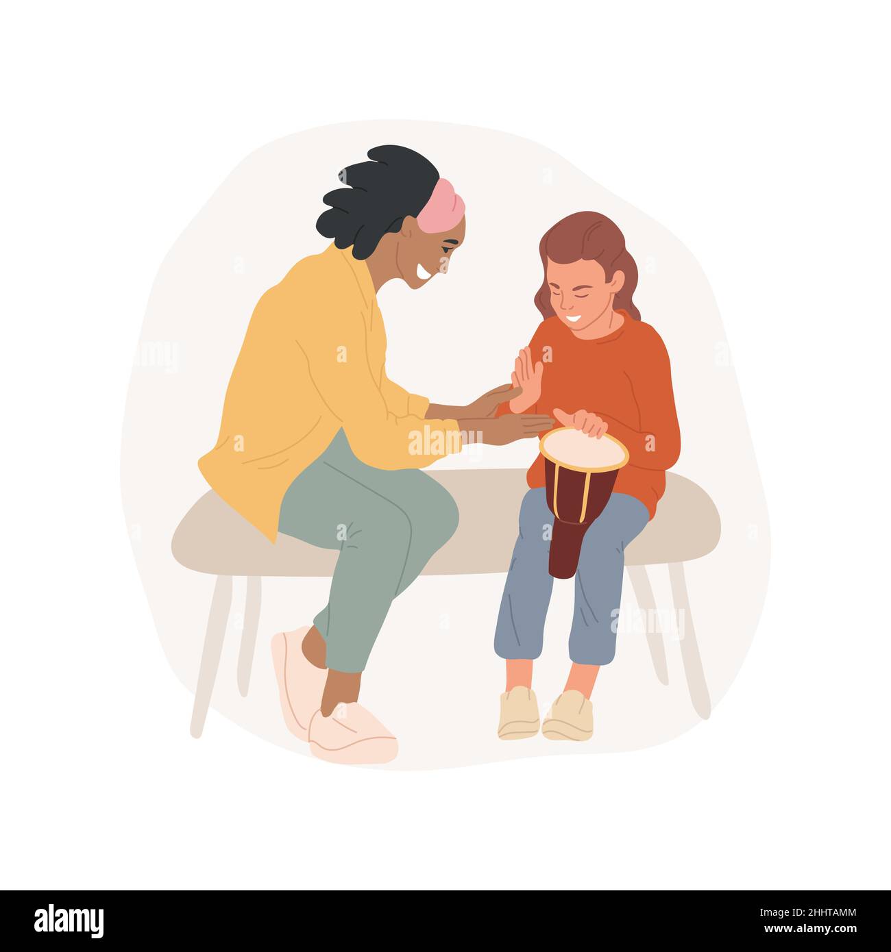 Drum class abstract concept vector illustration. Music class, child playing drums, art camp, PA