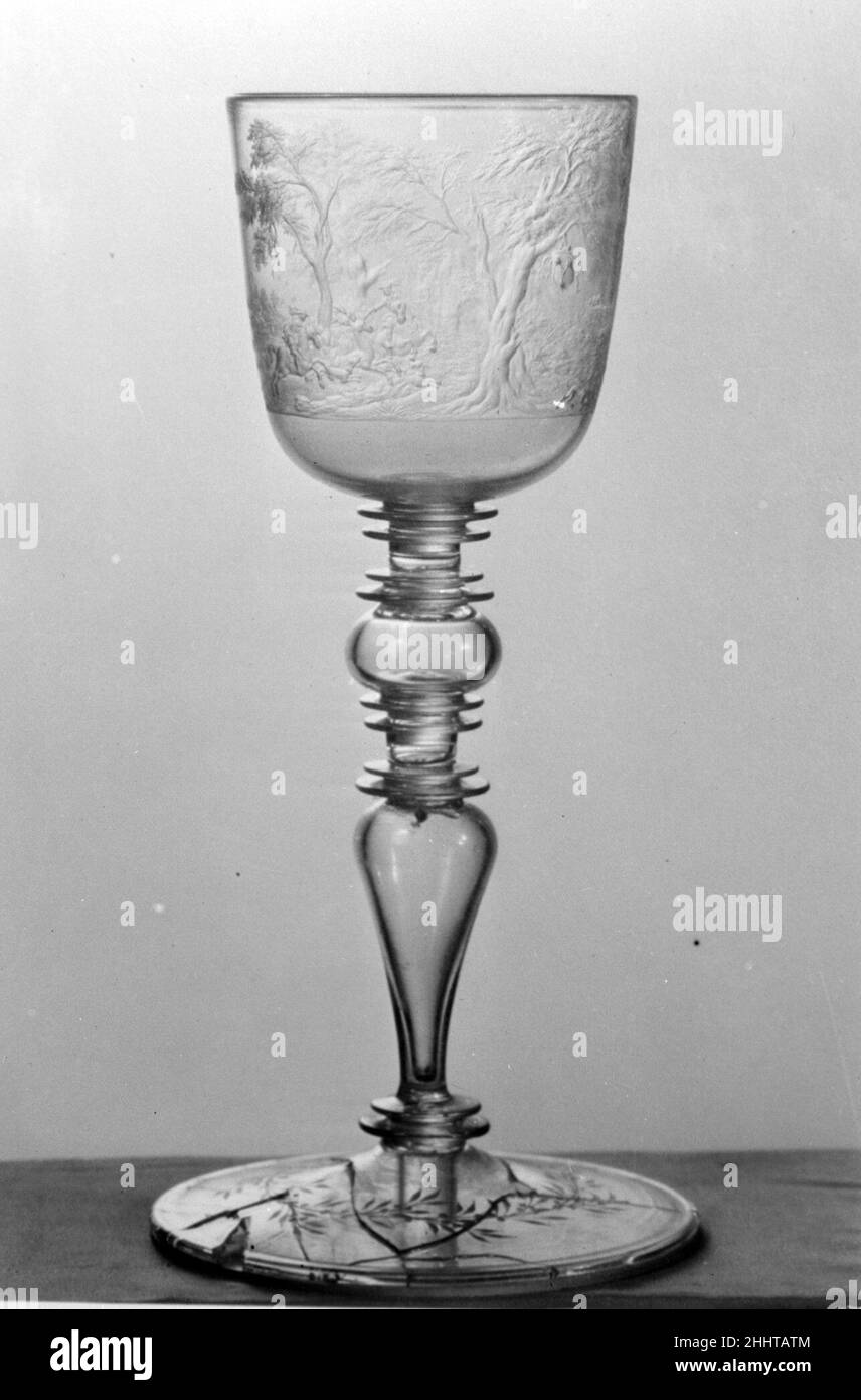 Standing cup early 18th century Engraved by Georg Friedrich Killinger. Standing cup. German, Nuremberg. early 18th century. Glass. Engraved by Georg Friedrich Killinger (German, active 1694, died 1726). Glass Stock Photo