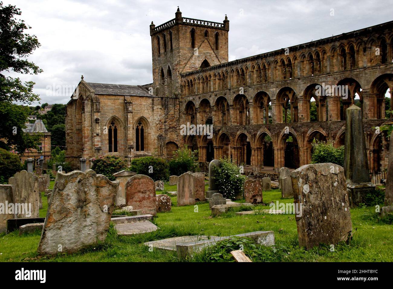 Jedburgh Abbey is a ruined Augustinian abbey founded in the 12th century, Jedburgh, Scottish Borders, Scotland Stock Photo