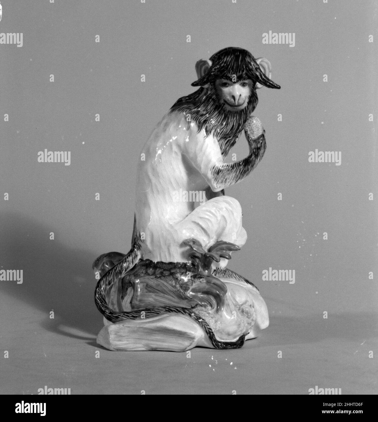 Monkey ca. 1732 Meissen Manufactory German. Monkey. German, Meissen. ca. 1732. Hard-paste porcelain. Ceramics-Porcelain Stock Photo