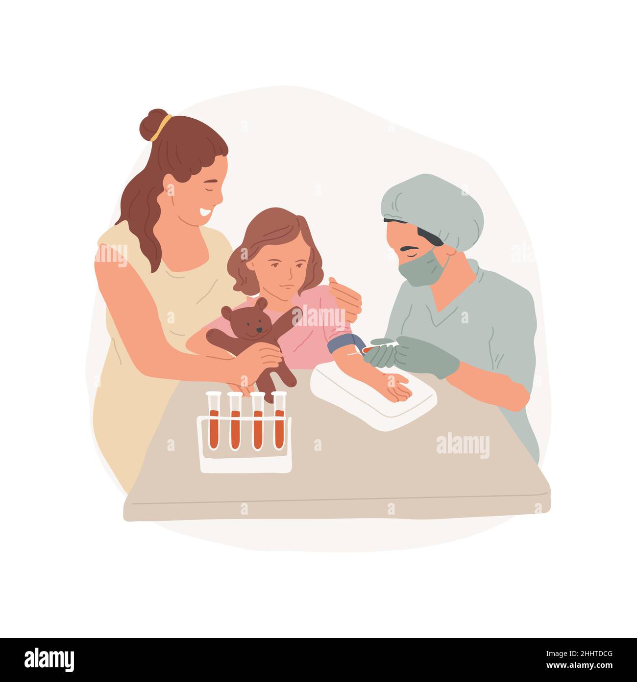 Blood test isolated cartoon vector illustration. Getting a test, nurse  taking blood from childs arm, kid crying in doctors office, family  healthcare, distraction with a toy cartoon vector Stock Vector Image &
