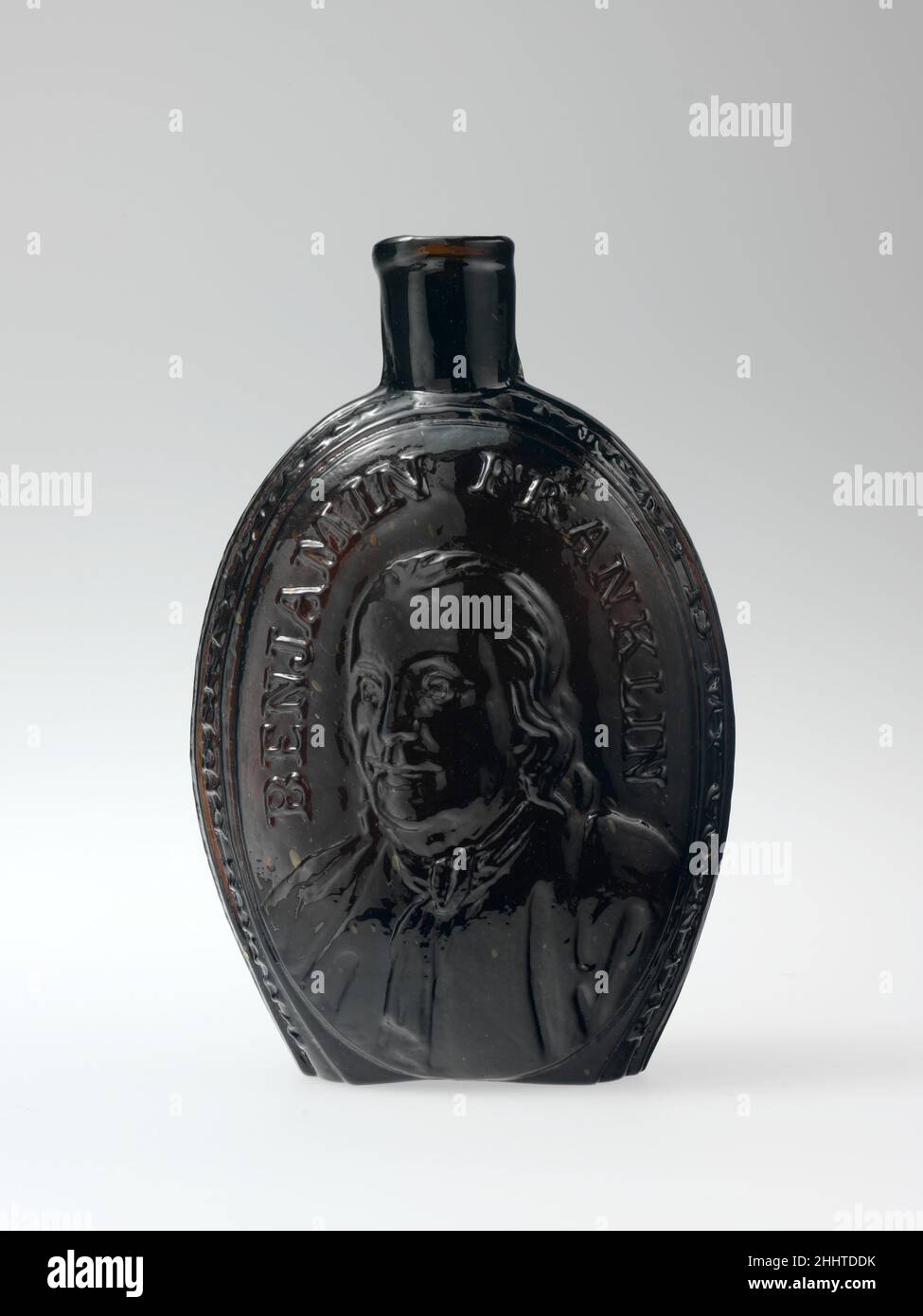 Figured flask 182438 Kensington Glass Works. Figured flask. American