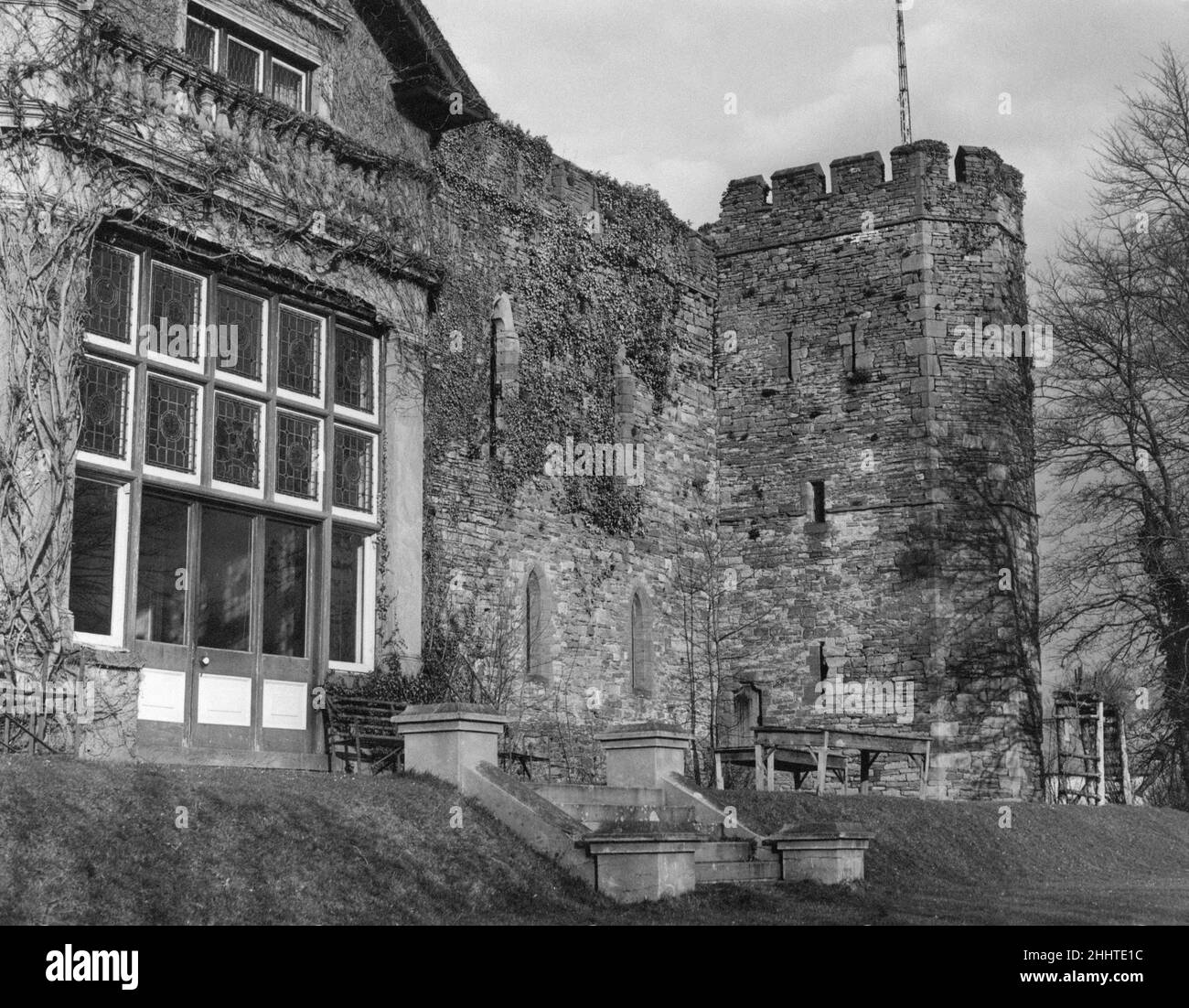 Brecon Castle, Brecon, a market town and community in Powys, Mid Wales, 24th February 1954. Stock Photo