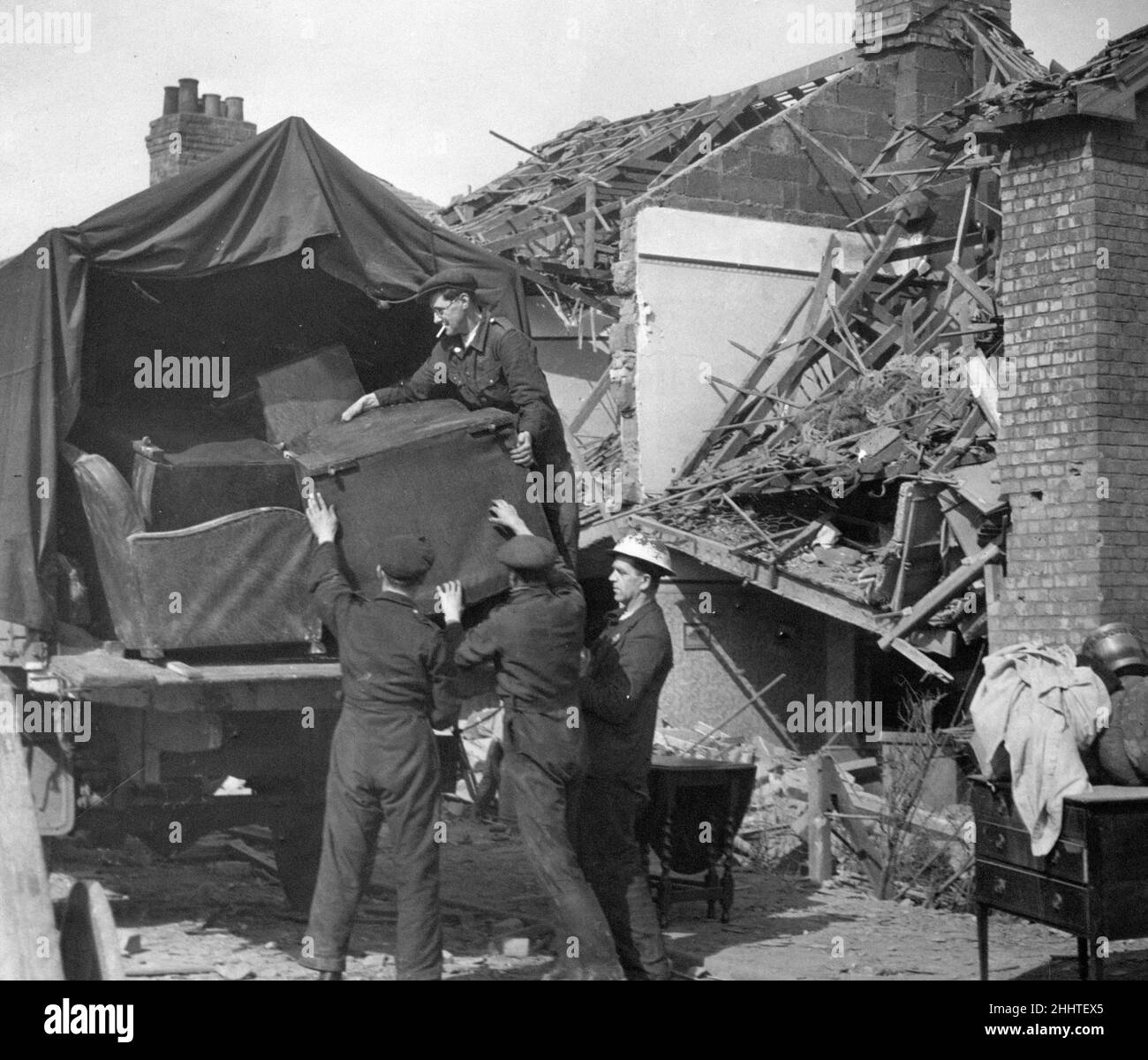 Busy scene on a blitzed housing estate, Collin Road, Birkenhead, where