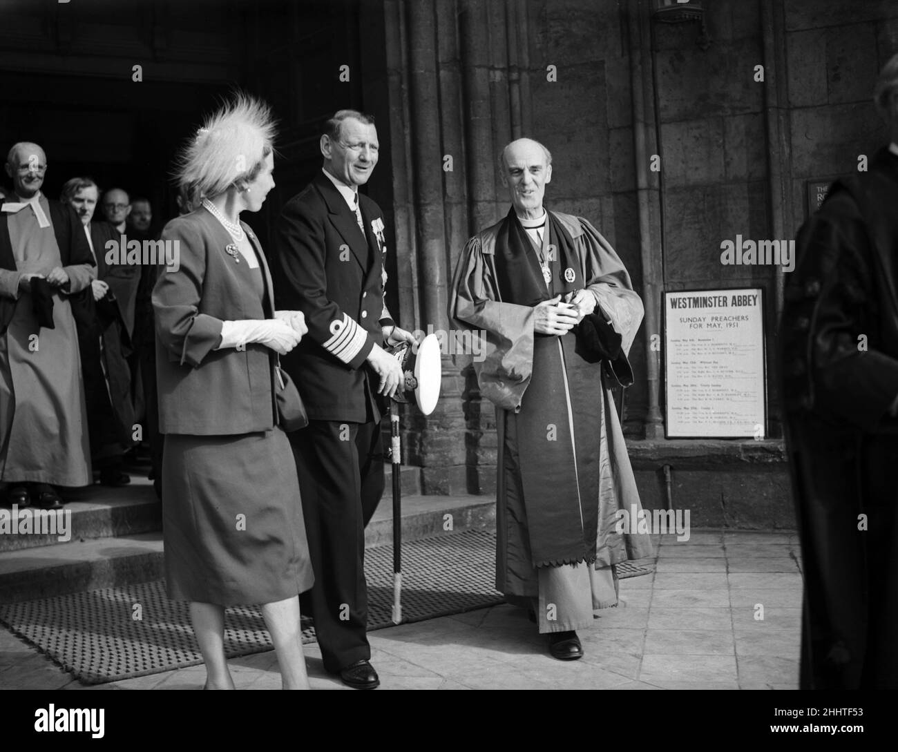 The state visit of King Frederick IX and Queen Ingrid of Denmark. Pictured on their visit to Westminster Abbey. 8th May 1951. Stock Photo