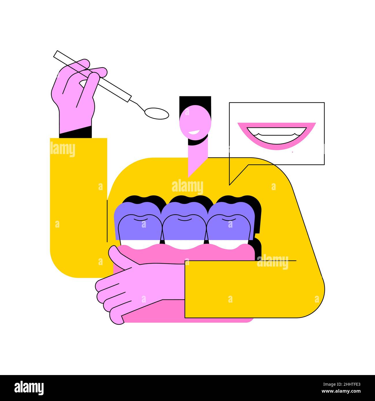 Teeth wear silicone trainer abstract concept vector illustration. Invisible orthodontic braces, silicon teeth wear, dental training, dental care, crowded tooth treatment method abstract metaphor. Stock Vector