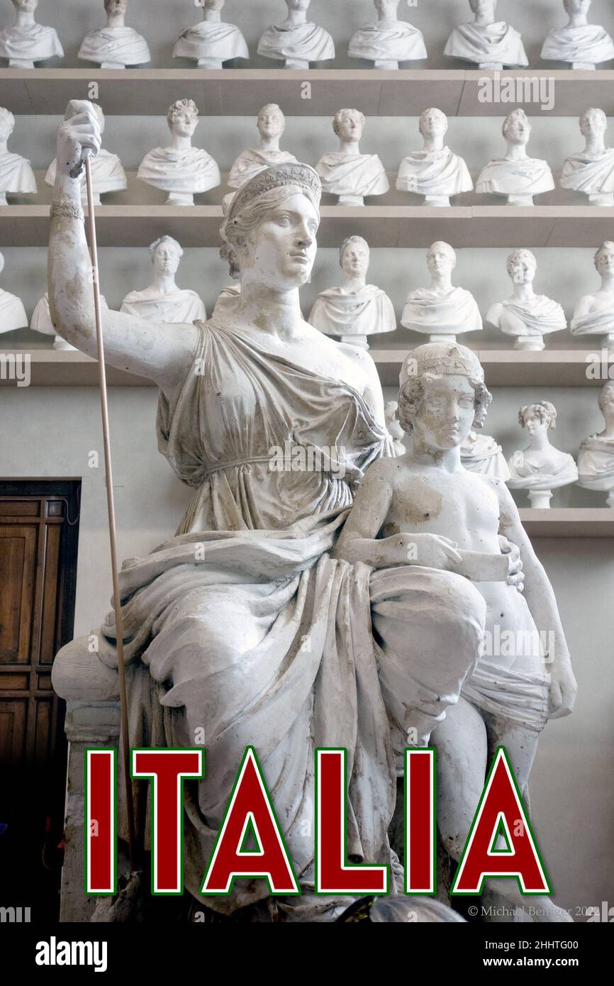 Poster of sculpture school at the Accademia in Florence, Italy Stock Photo