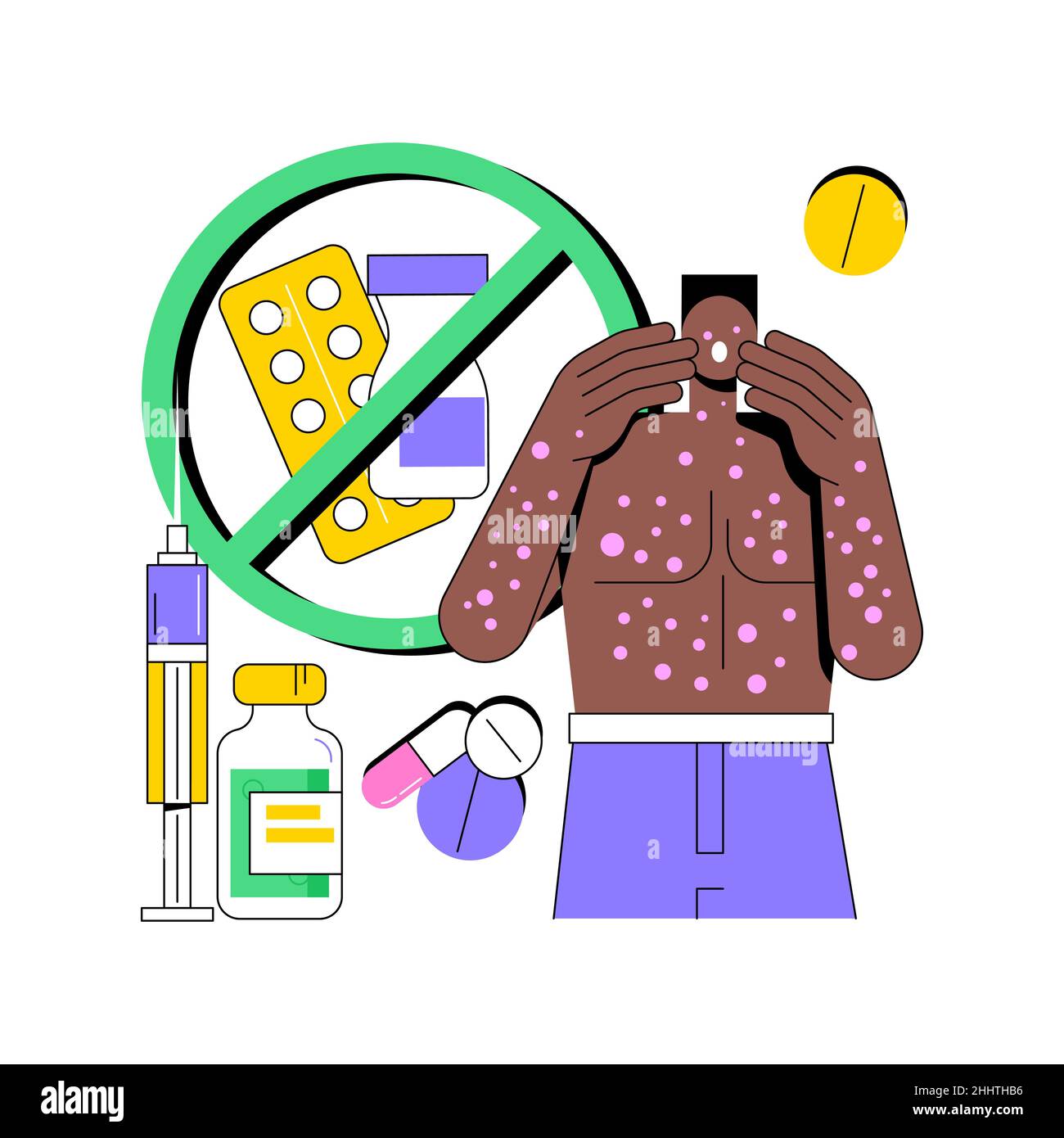 Drug allergy abstract concept vector illustration. Triggers of drug allergies, risk factors