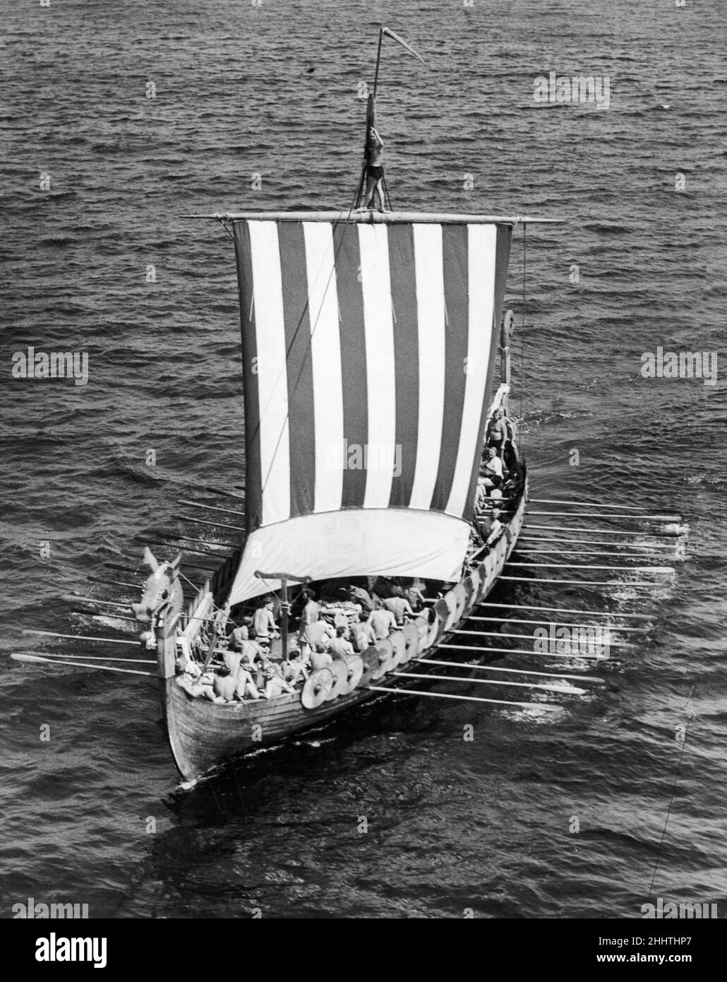 A replica Viking ship with 53 Danes on board, heading for Broadstairs