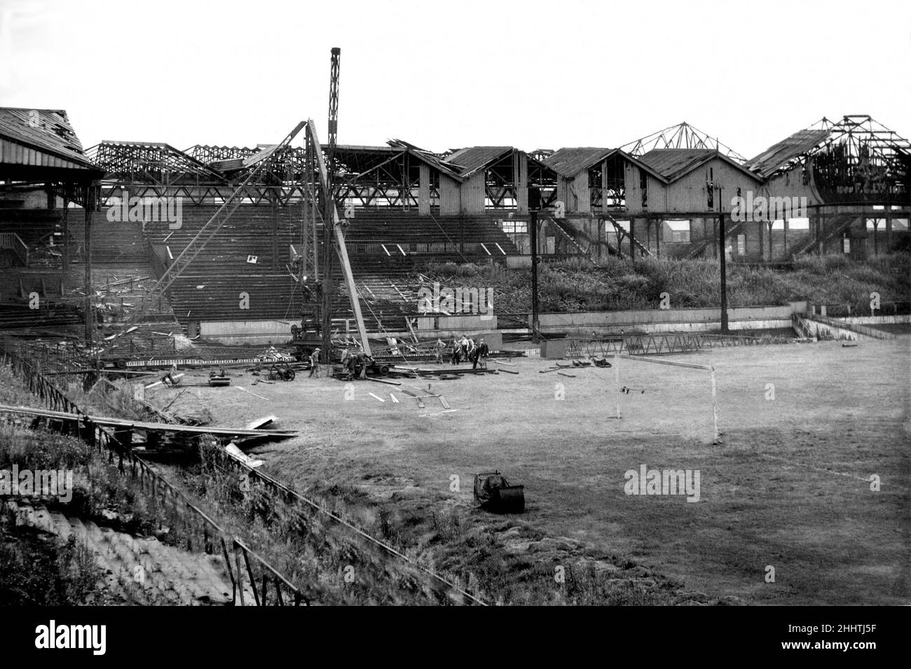 Bomb damaged Old Trafford football ground, pictured shortly after the Second World War September 1945. Stock Photo