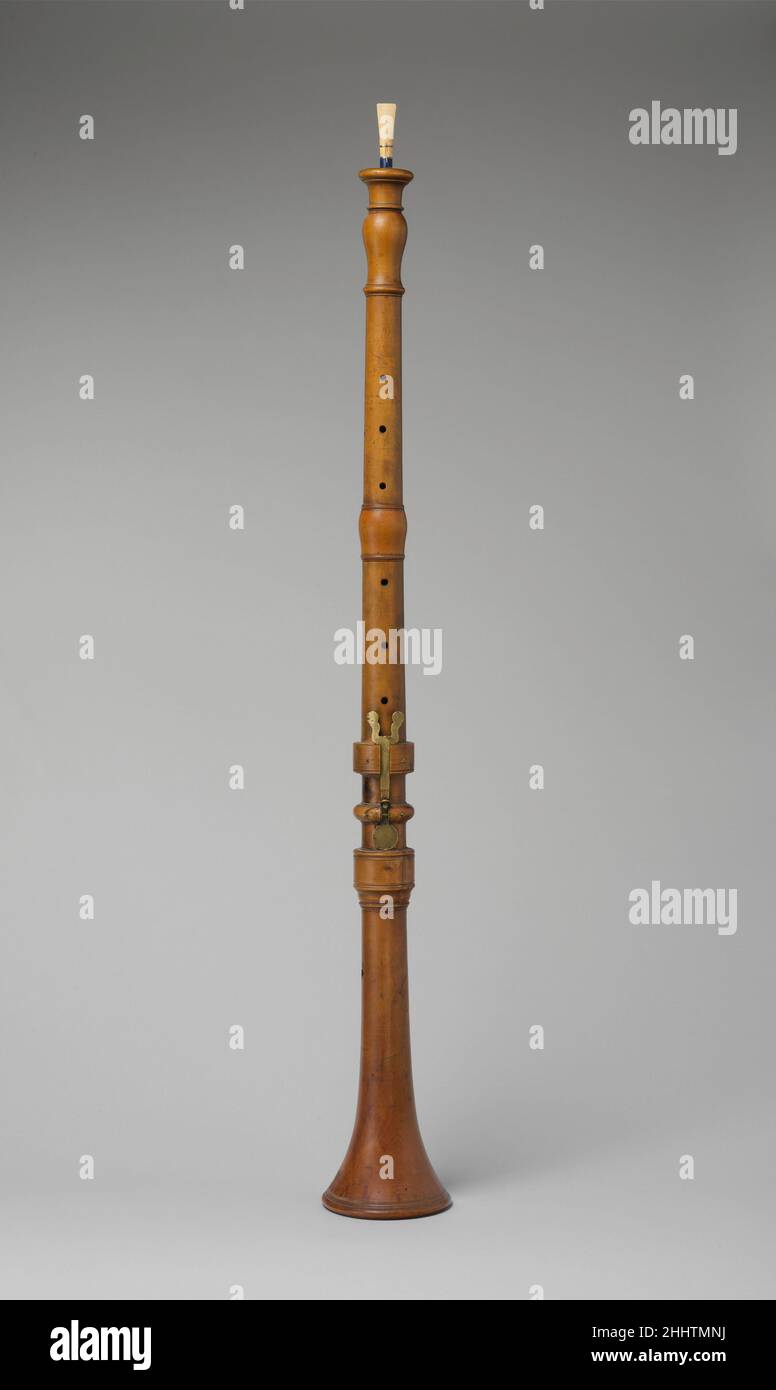 Grand oboe ca. 1650 This instrument is a unique example of a transitional stage inthe development of the oboe. It is probably identical with the grand hoboy àune clef that is mentioned in a source of 1650 in which it is pictured. It waspitched like the later oboe d’amore in b-natural and had a key for a, but not yettwinned finger holes.. Grand oboe  503466 Stock Photo