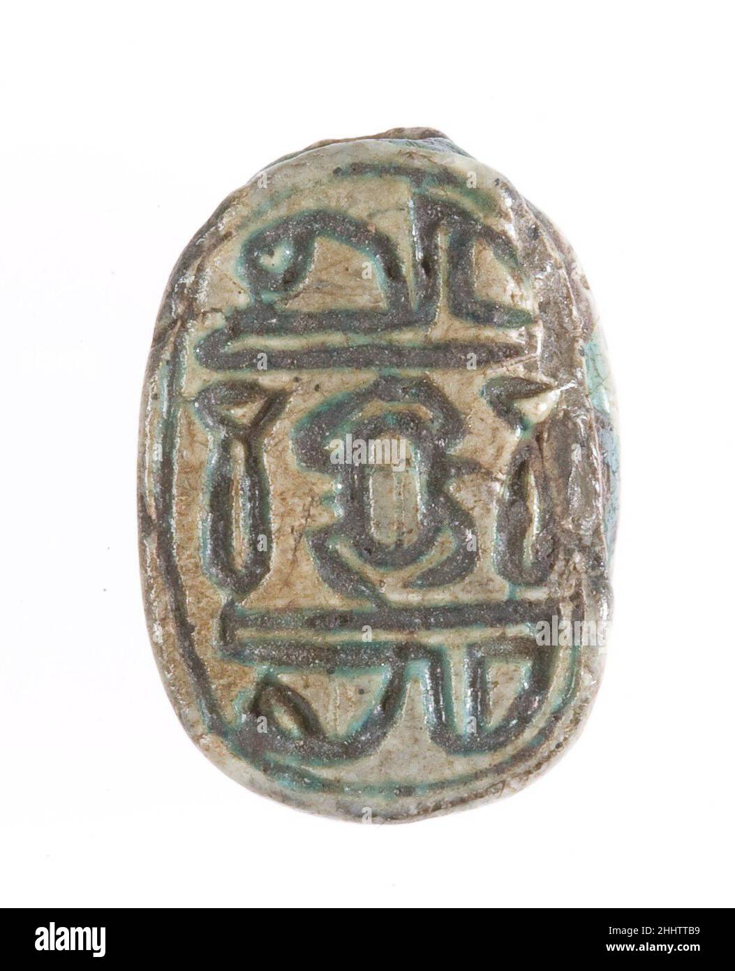 Scarab ca. 1635–1458 B.C. Second Intermediate Period–Early New Kingdom. Scarab. ca. 1635–1458 B.C.. Steatite (glazed). Second Intermediate Period–Early New Kingdom. From Egypt, Upper Egypt, Thebes, Asasif, Courtyard CC 41, Tomb R 2, Burial G 1 (or G 2), On body, MMA excavations, 1915–16. Dynasty 17–Early Dynasty 18 Stock Photo