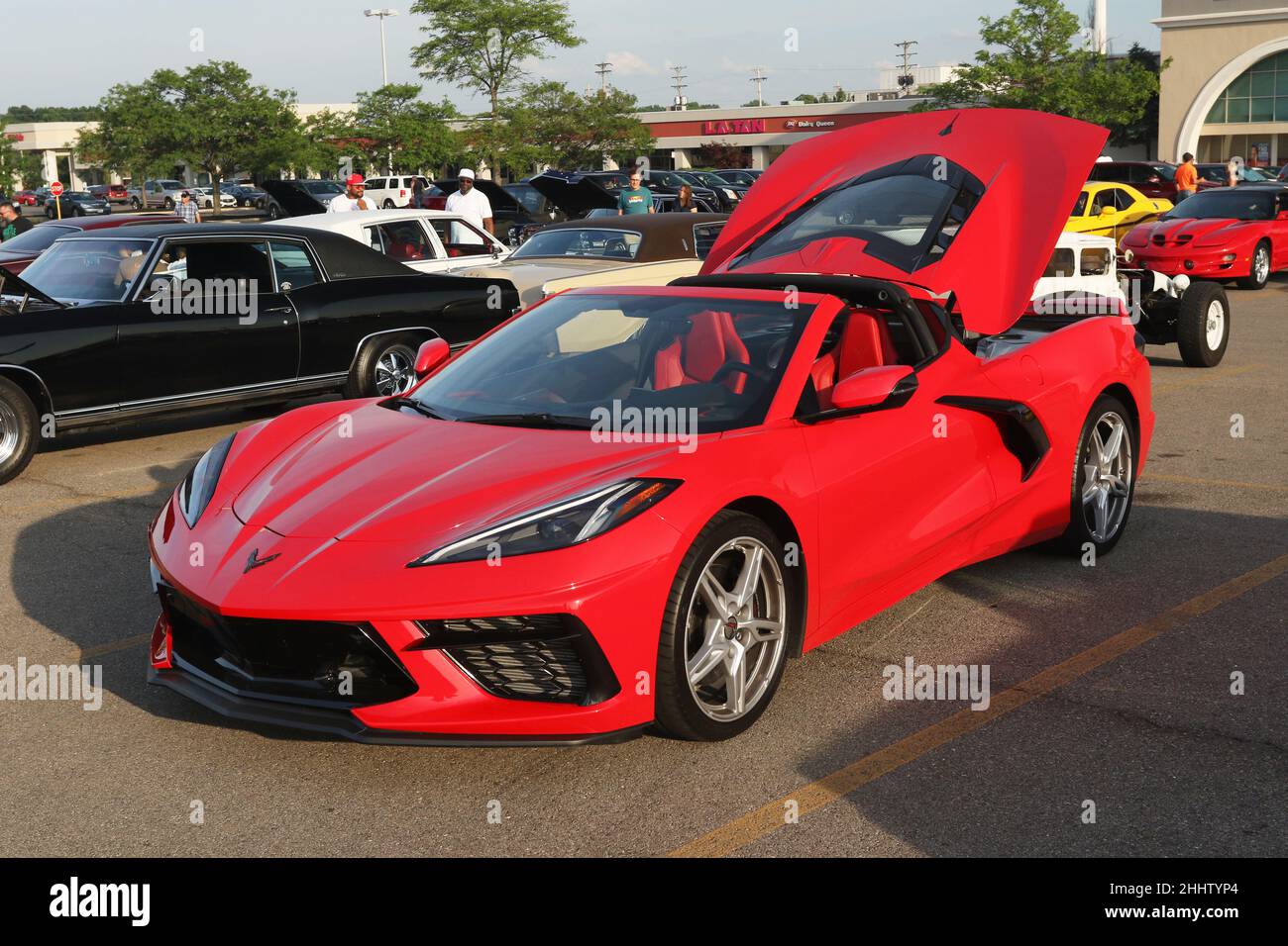 Auto Chevrolet Corvette. Red. Car at Kettering Saturday night cruise