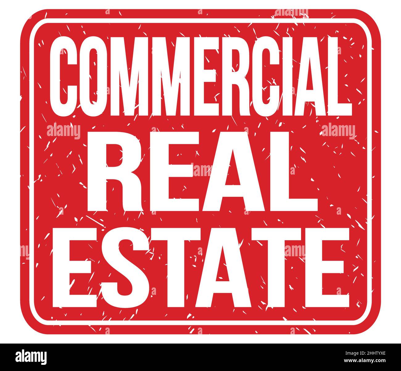COMMERCIAL REAL ESTATE, text written on red stamp sign Stock Photo